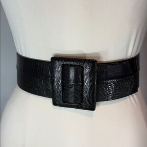 Vintage Karen Palmer for Holt Renfrew Black Leather Wide Waist Belt Size Small